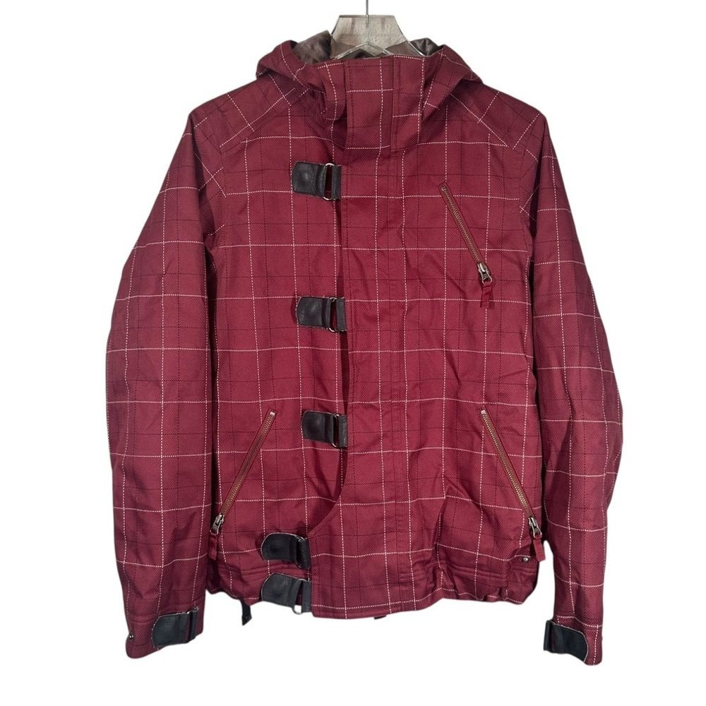 BURTON Women's Large Snowboarding Ski Coat Dry Ride Dream Maroon Plaid
